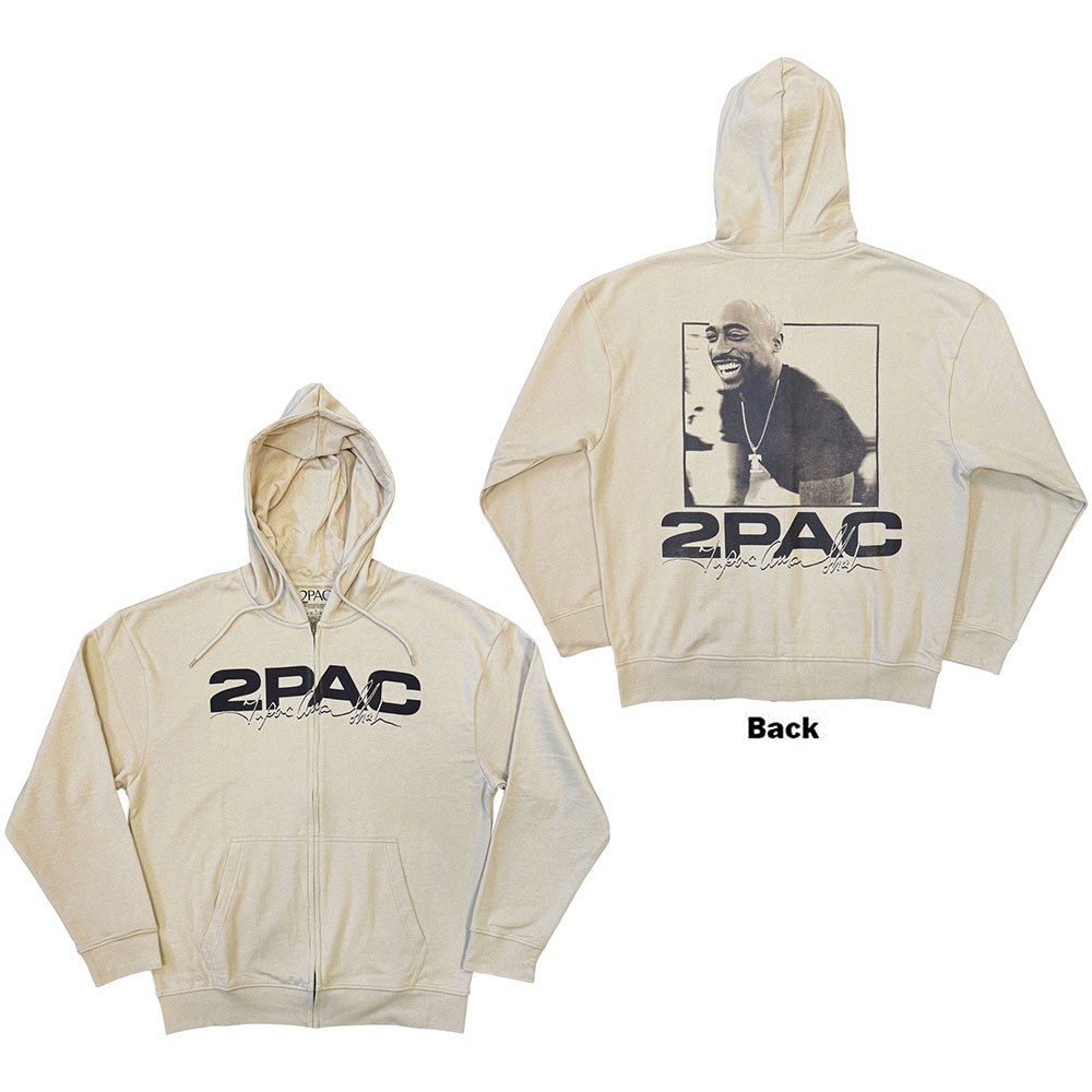 Tupac - Logo & Black Portrait Vest met capuchon - Creme